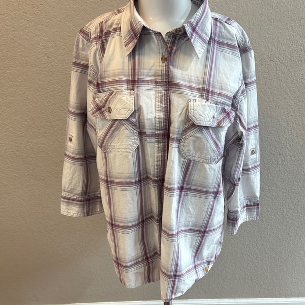 Carhartt extra large women Plaid‎ Button-Up Shirt